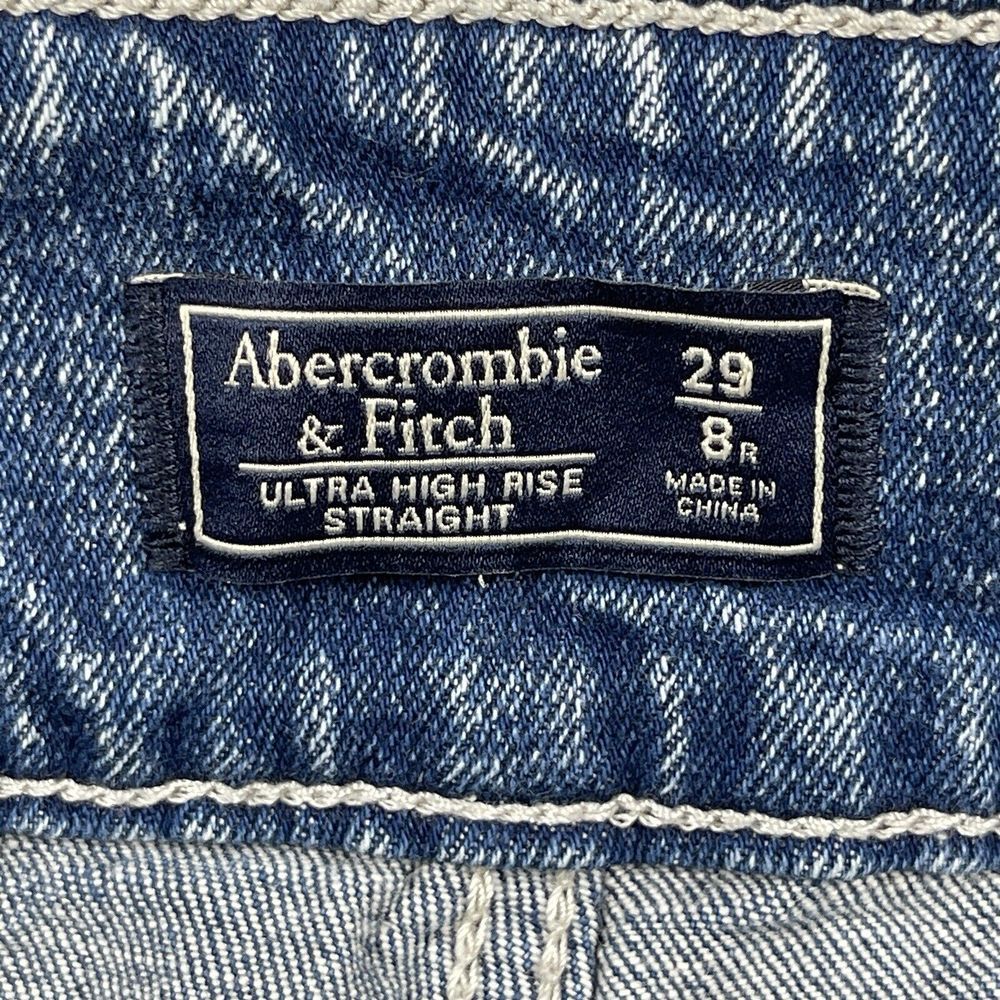 Abercrombie & Fitch Jeans Womens 29/8 Blue Denim Ultra High Rise Straight Belted - Picture 3 of 13